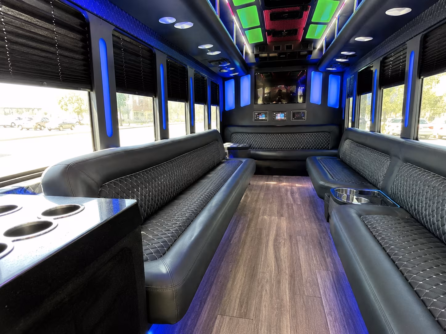 pasadena 15 passenger party bus inside