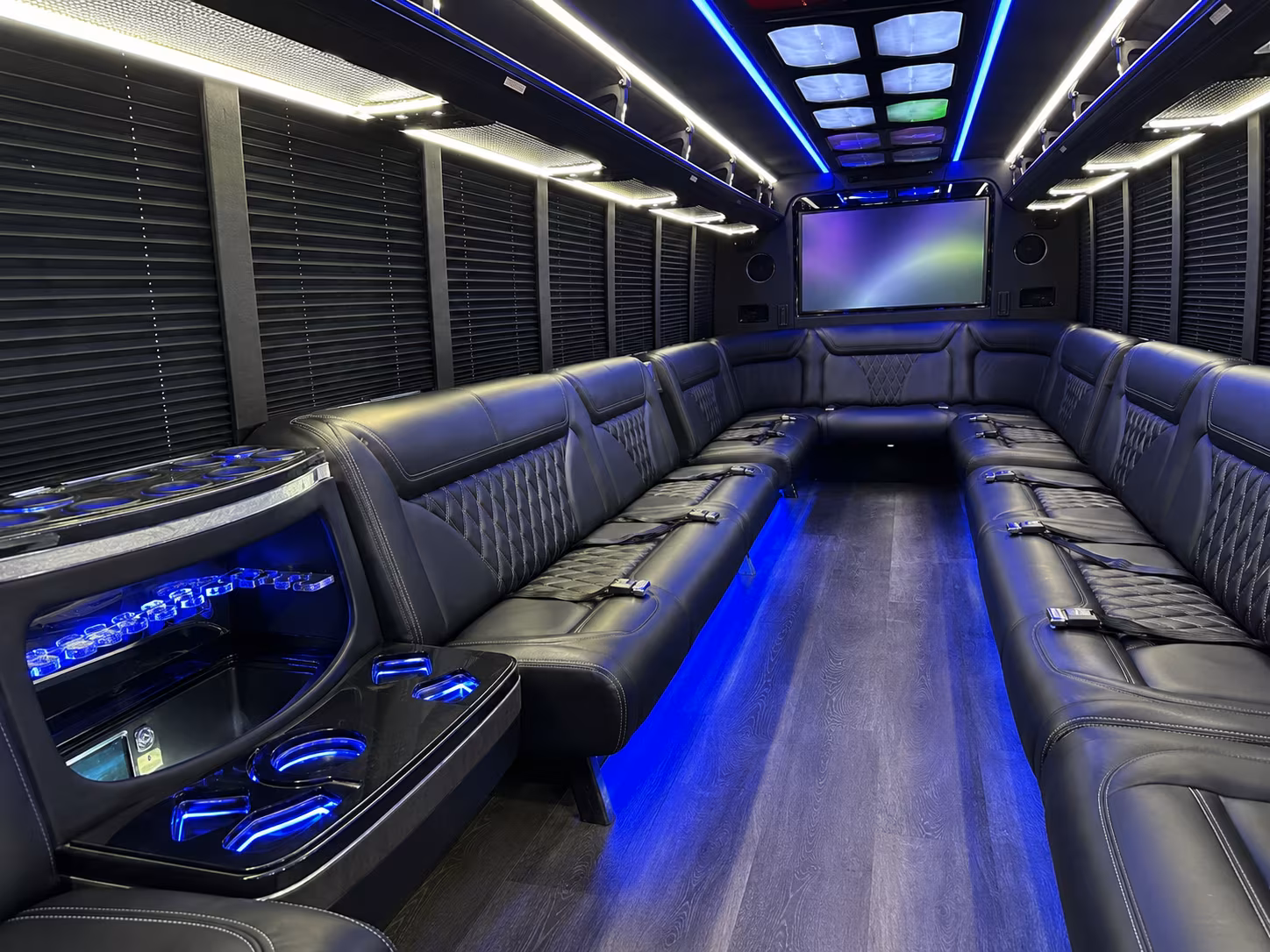 pasadena 20 passenger party bus inside