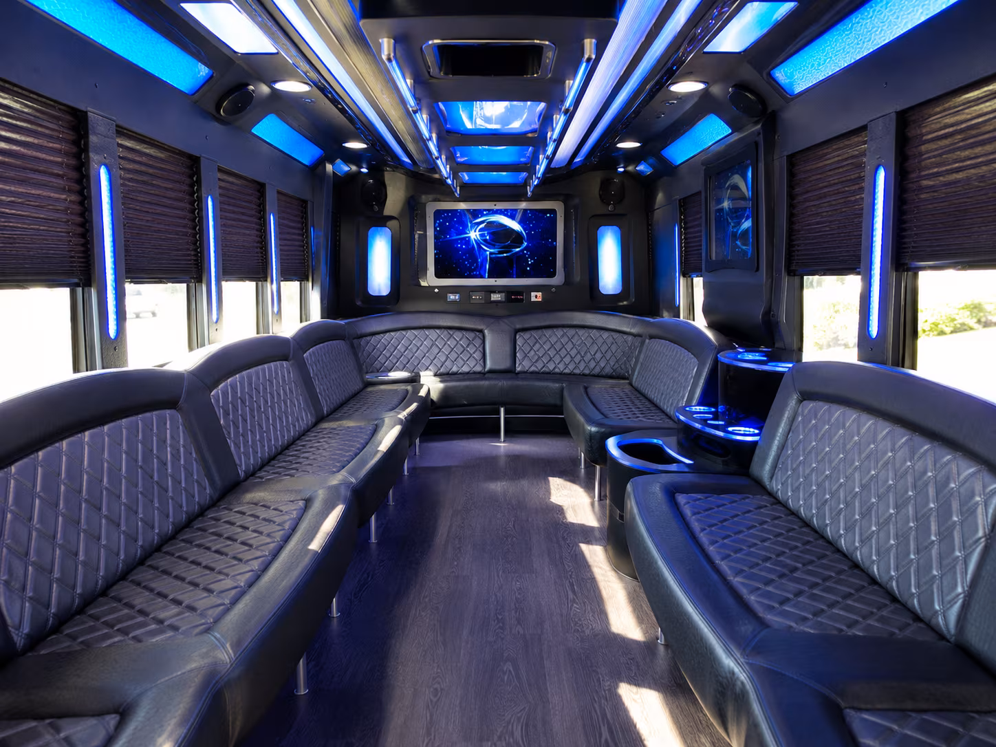 pasadena 28 passenger party bus inside