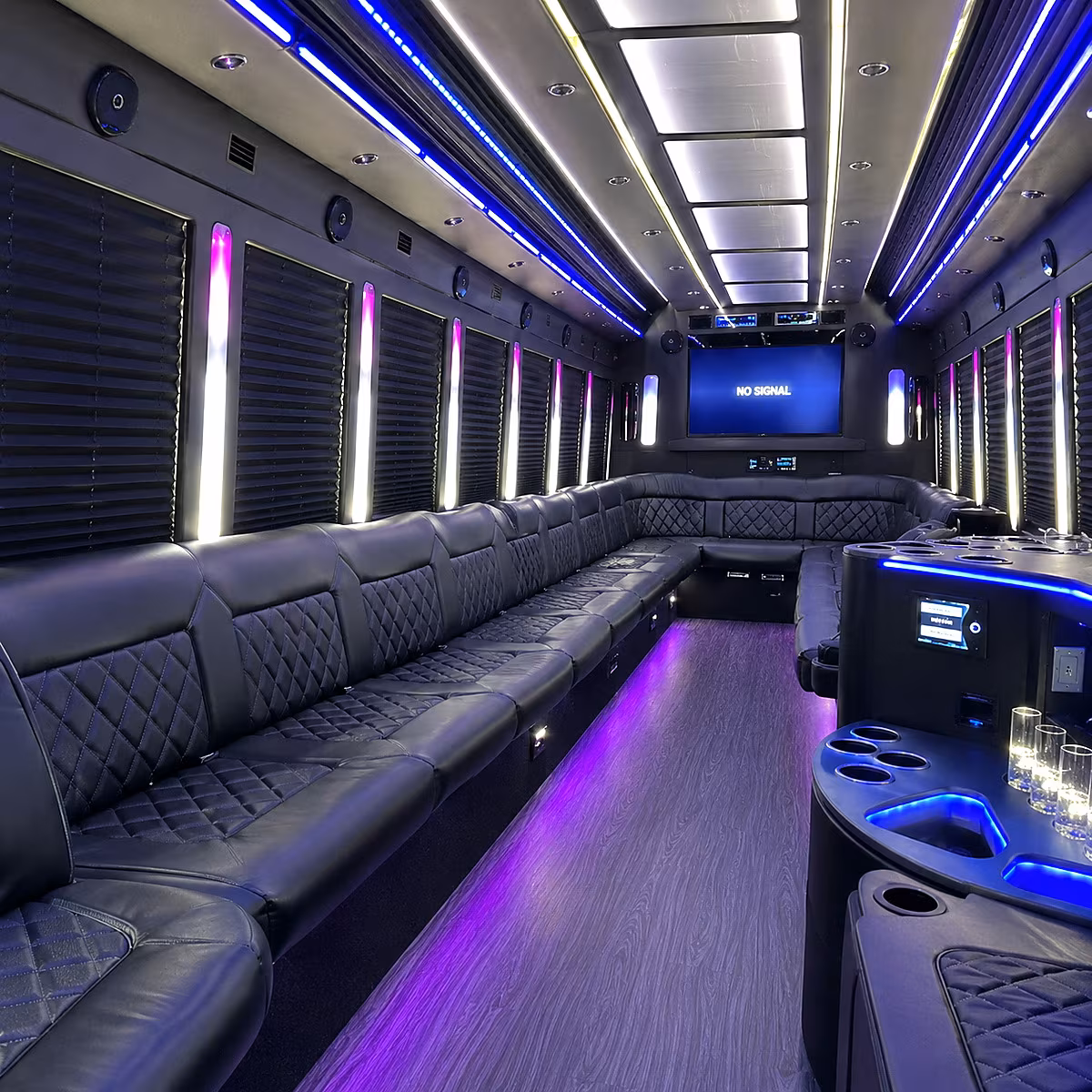 pasadena 30 passenger party bus inside